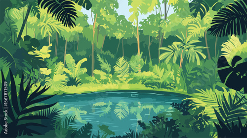 Vibrant Green Jungle Scene for Stock Photos
