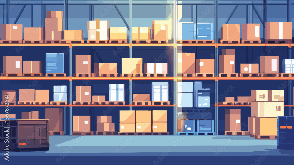 Obraz premium Modern Warehouse Interior Organization Featuring Shelving