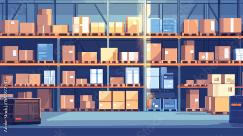 Modern Warehouse Interior Organization Featuring Shelving