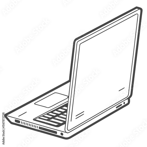 Open laptop computer outline technology portable