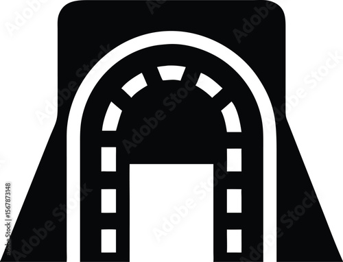 Tunnel road entrance icon, pathway transportation vector