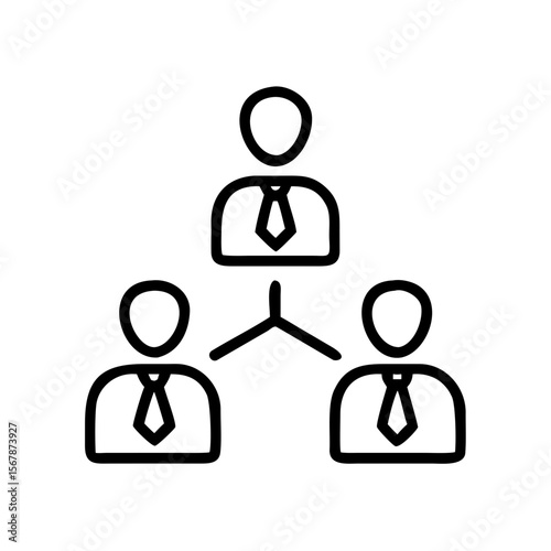 Organization chart showing hierarchical structure with a manager and two subordinates in black line created with generated ai