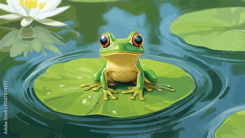 Vibrant Tiny Frog with Bright Green Skin and Big Eyes for Creative Projects