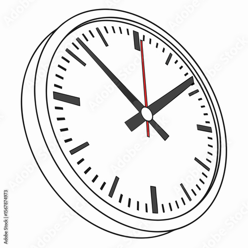 Round clock with black hands and red second hand time