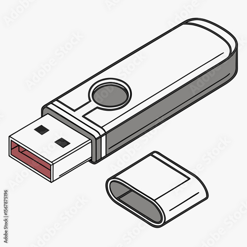 Silver U S B drive with detached cap USB drive flash drive
