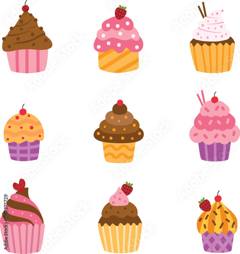 Set of Cute Cupcake