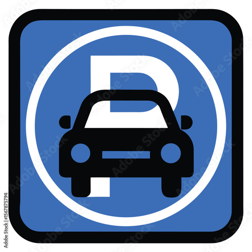 Car parked in parking space icon
