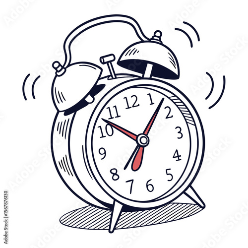 Vintage alarm clock ringing loudly retro time
