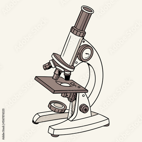 Vintage microscope illustration scientific instrument