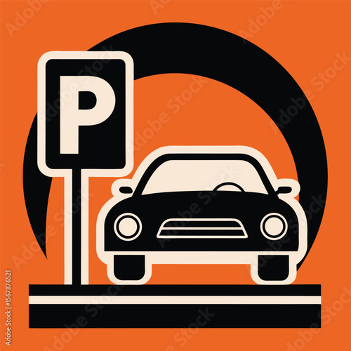 Professional parking signage with car icon
