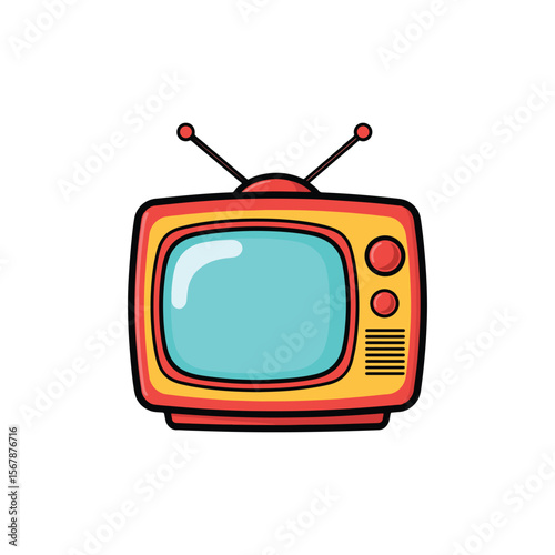Retro Television Set Vector Illustration.