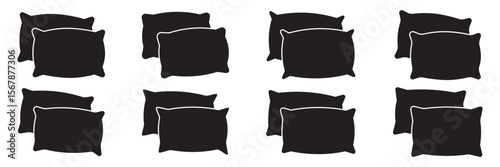 Pillow icon Vector logo set .  Comfortable fluffy pillow design vector. pillow icon vector design template elegant style. 