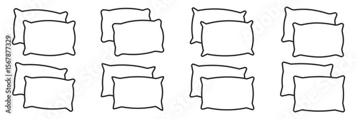 Pillow icon set.  Pillow icon liner vector set. Modern graphic pillow set black liner vector. thin line outline linear pillow symbol. pillow icons set isolated on white background. 