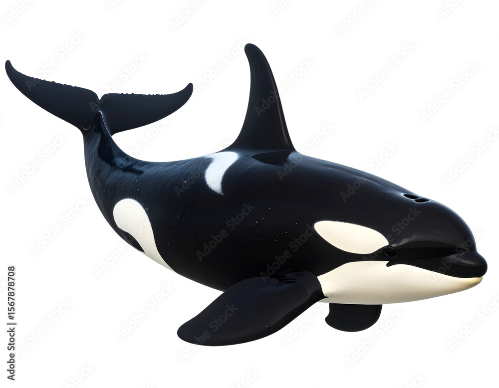 Obraz premium Realistic Orca Swimming Pose Isolated on Transparent Background PNG