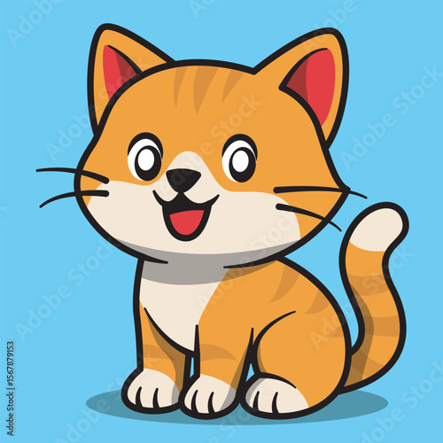 Cartoon Illustration of an Orange Striped Cat