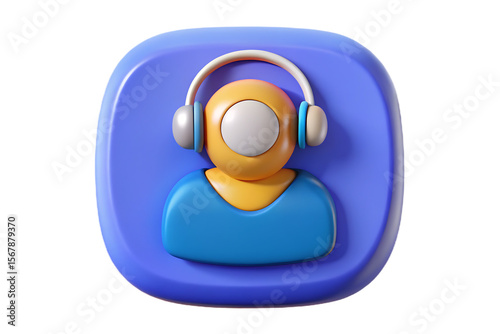 3D Render of a Support Agent Icon Customer Service, Help, Assistance