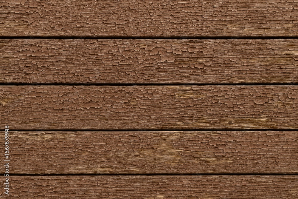 Fototapeta premium Horizontal brown planks with peeling paint