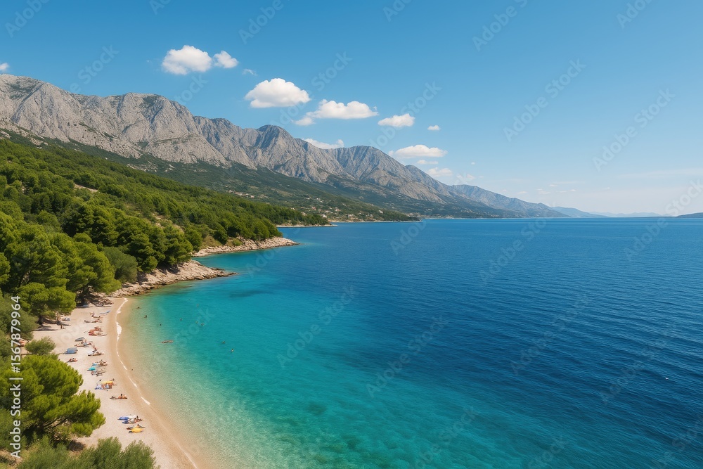 Seaside Bay View During Summer Vacation – Wide Panorama Seaside Bay View During Summer Vacation – Wide Panorama