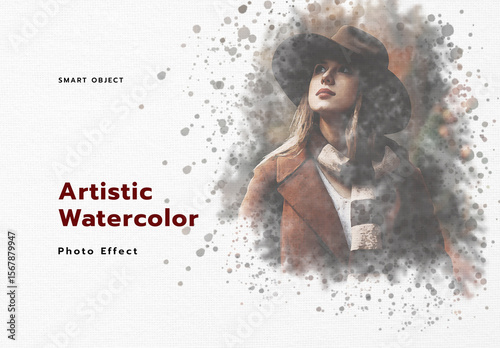 Artistic Watercolor Photo Effect Mockup