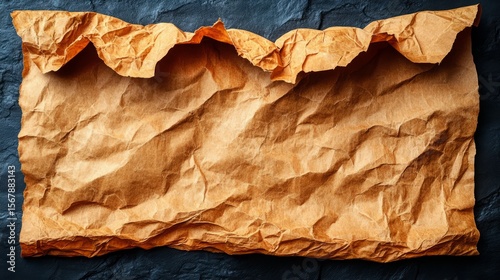Aged Parchment Background: Rustic texture of a weathered, aged parchment on a dark background, perfect for adding a touch of history and authenticity.