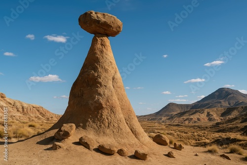 Unique cone-shaped rock structure prone to collapse