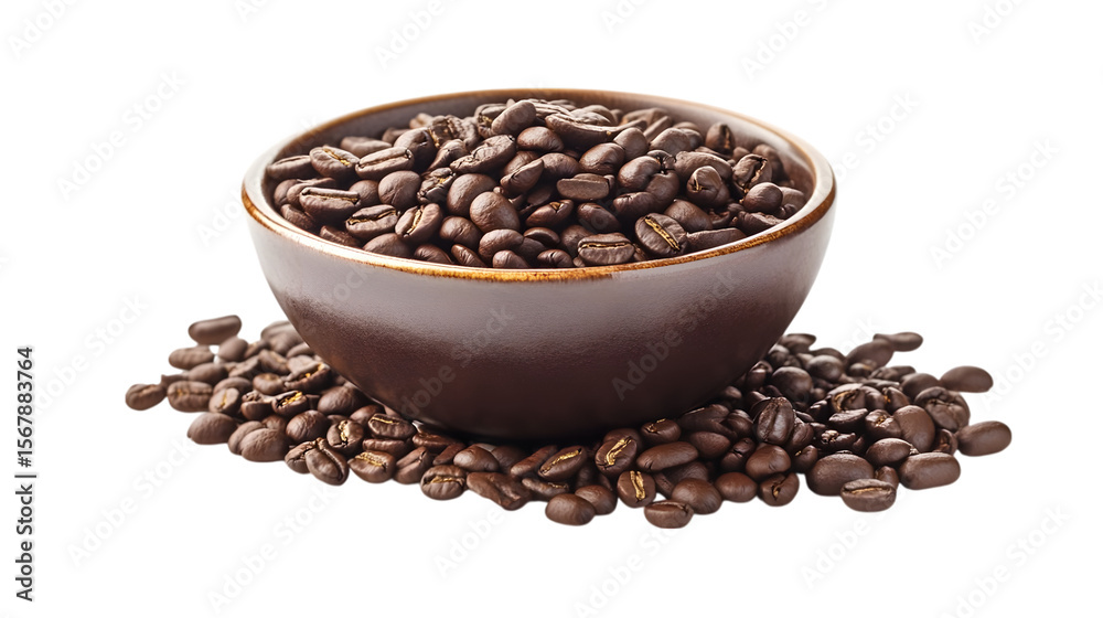 Fototapeta premium Roasted coffee beans in the cup and under the cup, isolated on white background