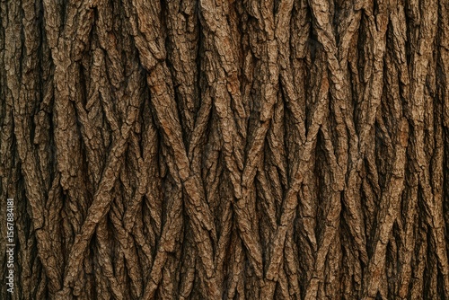 Close-up of the intricate bark texture on a large tree