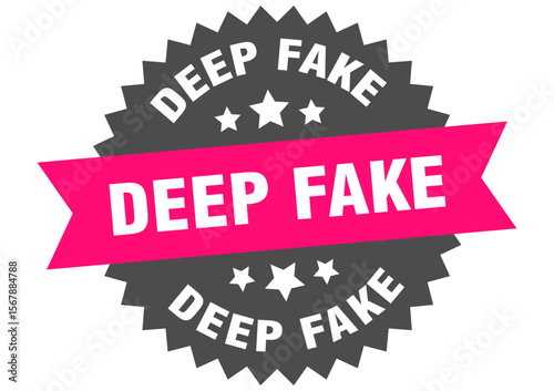 deepfake. deepfake round pink label isolated on transparent background