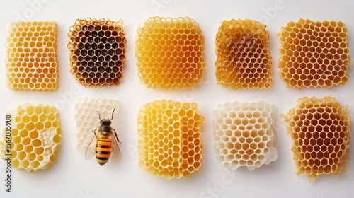 set of honeycomb with honey