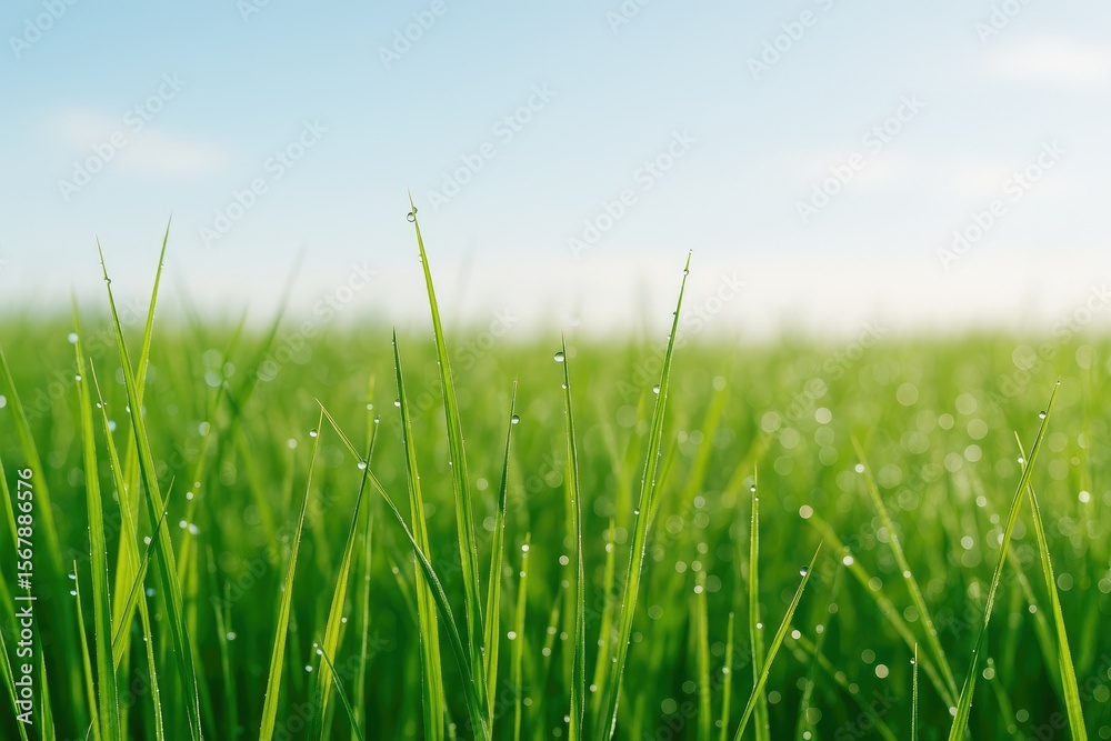Fototapeta premium Morning dew on grass blades