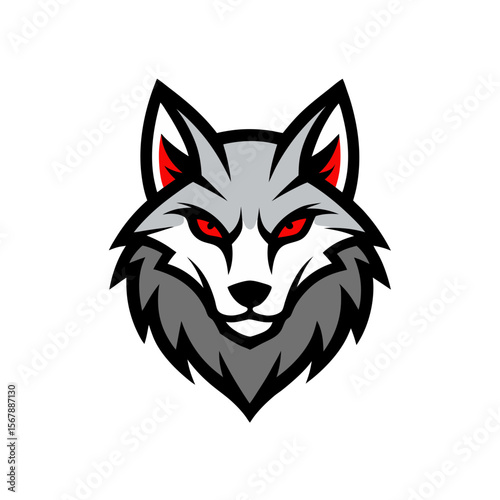 Aggressive Bold Wolf Head Mascot Logo for Gaming Team on White Background