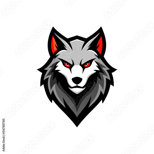 Dynamic Bold Wolf Head Mascot Logo for Gaming Teams on a White Background