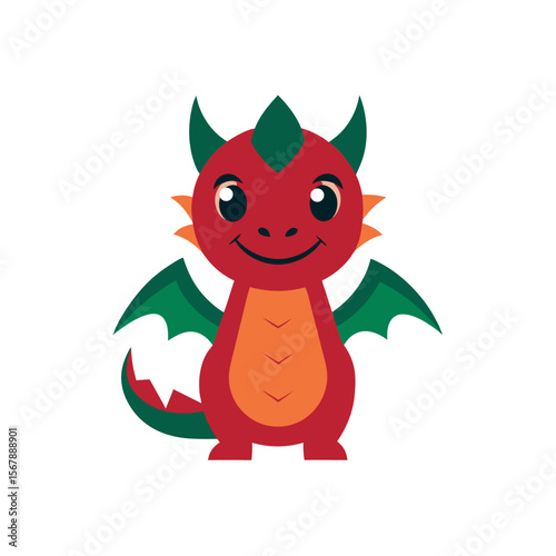 Friendly Chibi Style Dragon Mascot Logo with Charming White Background