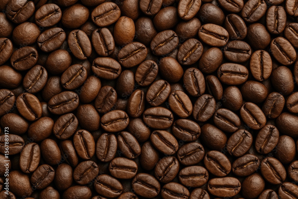 Fototapeta premium Detailed view of coffee beans' surface texture