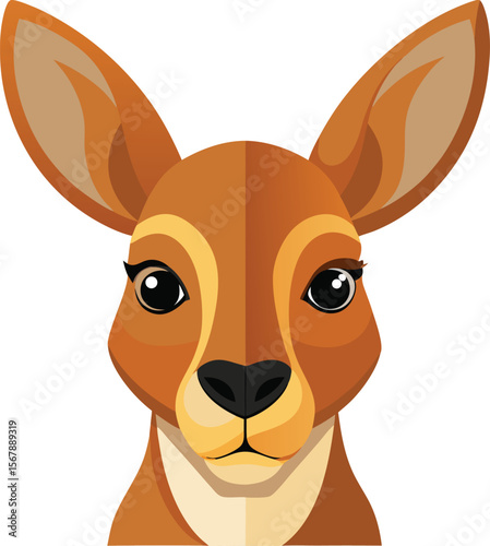 Kangaroo Face Vector Cartoon