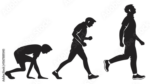 Dynamic vector silhouettes of people engaging in various activities like dance, sport, and martial arts