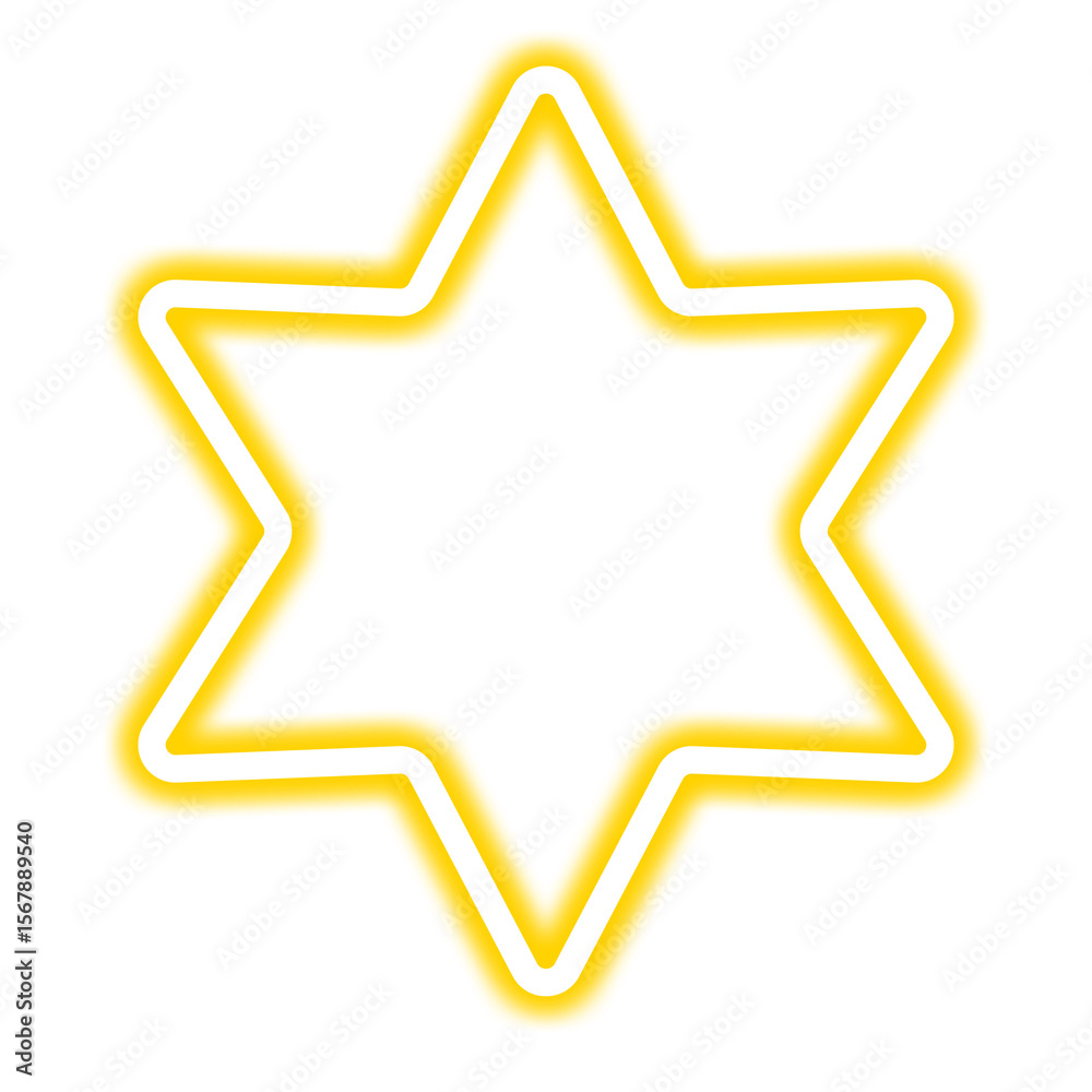 Simple Yellow Neon 6-Point Star on Transparent Background Simple Yellow Neon 6-Point Star on Transparent Background