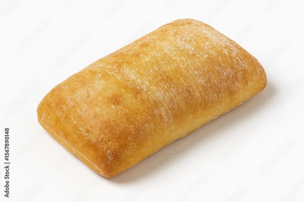 Slice of Ciabatta bread on plain white backdrop Slice of Ciabatta bread on plain white backdrop