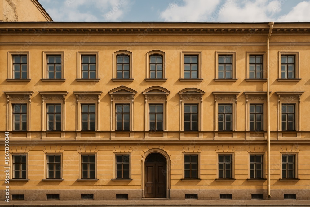 Obraz premium Traditional Design Elements of a Historic European City: Walls, Windows, and Doors