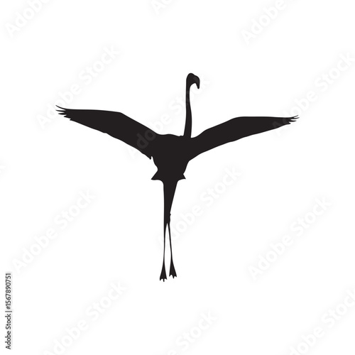 a silhouette of a flamingo on a white background
