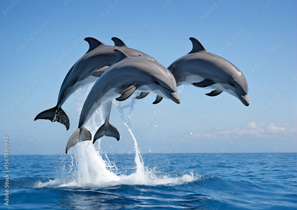 Fototapeta premium two dolphins jumping