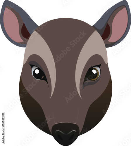 Malayan Tapir Vector Face Design