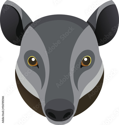 Tapir Face Vector Illustration