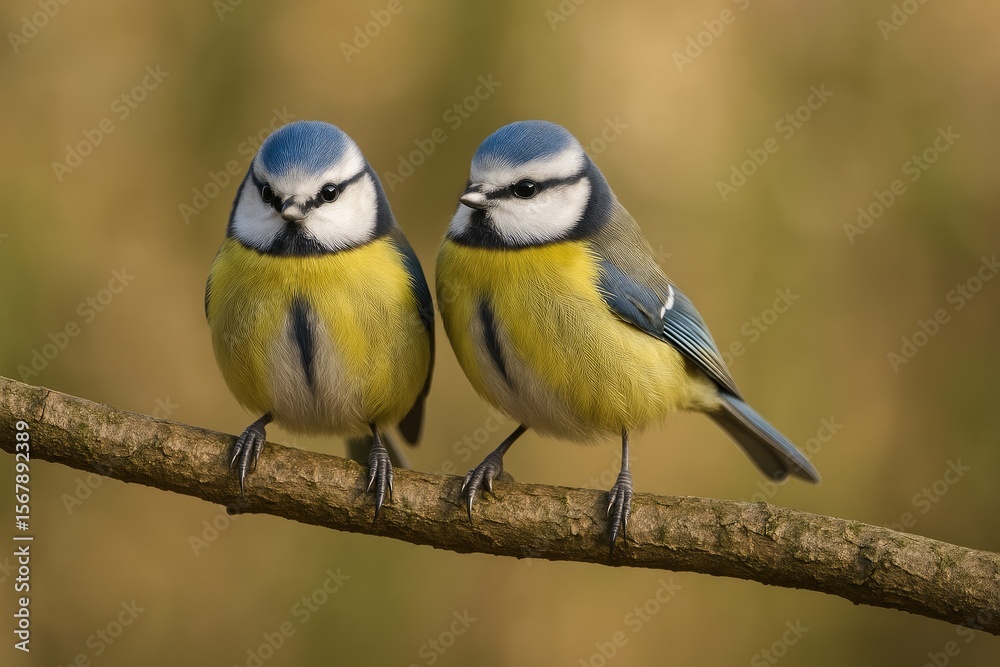 Obraz premium A pair of birds perched on a tree branch