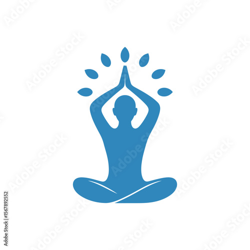 Serene Yoga Pose: A tranquil illustration portrays a silhouette figure immersed in a meditative yoga pose, symbolizing inner peace and spiritual connection, creating a sense of calm and balance.