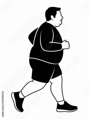 Running for Health: A determined individual strides forward on their fitness journey.