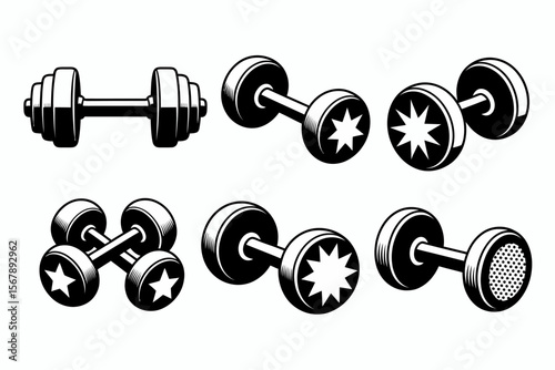 A Set of Dumbbells: Featuring a meticulously crafted set of dumbbells, ideal for any exercise and fitness-related project.