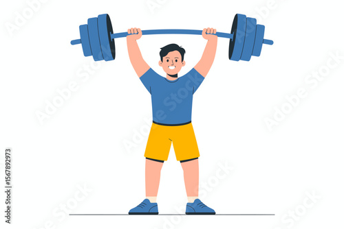 Strength Unleashed: A cartoon depiction of a person, lifting a heavy barbell, showcasing their physical strength and determination in a dynamic pose.
