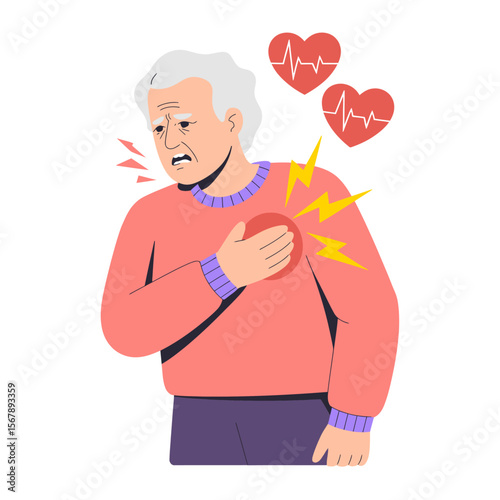Health Crisis: A poignant illustration captures a person, beset by the onset of a heart attack, clutching their chest in the throes of pain as a stark depiction of medical distress unfolds. 