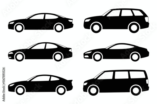 Vehicle Silhouette: A sleek array of diverse vehicle silhouettes, each exuding a sense of speed and efficiency, perfect for conveying a variety of transportation themes.